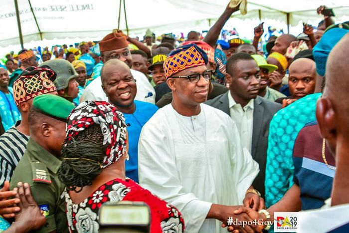 Ogun state governor-elect Prince Dapo Abiodun during victory celebration [Twitter/@dabiodunMFR]