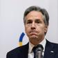 Secretary of State Antony Blinken gives a press conference following his meeting with Ukrainian Foreign Minister at the Ministry of Foreign Affairs in Kyiv, on January 19, 2022.