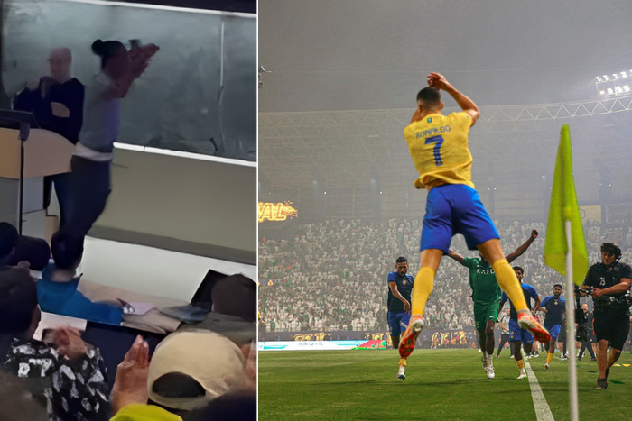 Vroom514 and Cristiano Ronaldo performing the Siu celebration