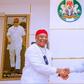 L-R: Gov. Hope Uzodimma and Minister of Works, Chief Dave Umahi when Umahi paid a working visit to the Imo State Governor at Government House Owerri on Friday. [NAN]