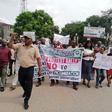 Members of the Academic Staff Union of Universities (ASUU), Federal University of Technology Owerri (FUTO) chapter in a protest march, in Owerri, on Thursday.