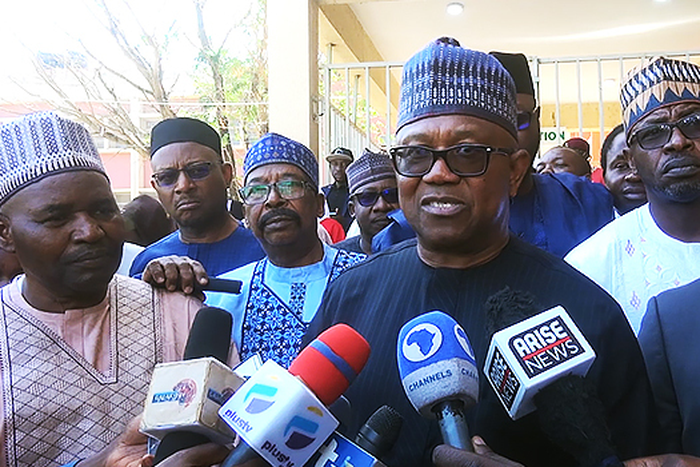 Peter Obi visits victims of the Kaduna accidental military air strike at the Barau Dikko Teaching Hospital. [Punch]