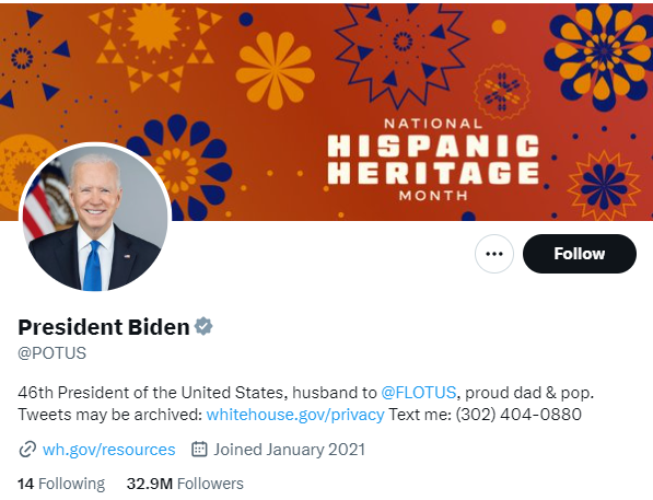 Joe Biden's Twitter page