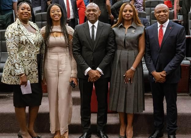 L-R: CEO, The Tony Elumelu Foundation( TEF), Somachi Chris-Asoluka; daughter of celebrant, Ms Ego Elumelu;  Founder, TEF and celebrant, Mr. Tony Elumelu; Co-Founder, The Tony Elumelu Foundation (TEF),  Dr Awele Elumelu; and Group Managing Director/CEO,...