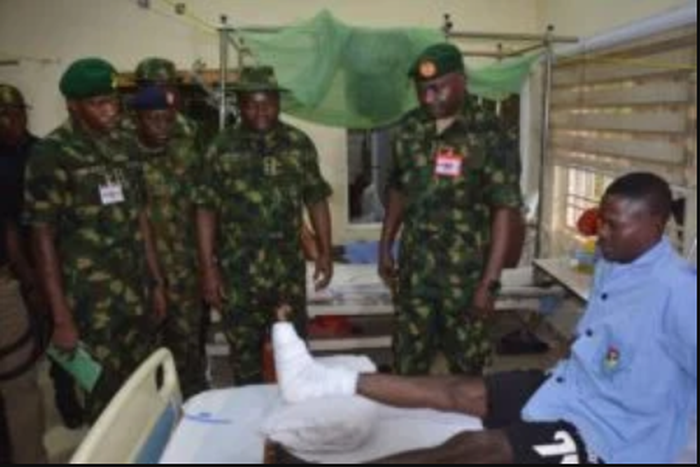 The Chief of Defence Staff, Gen. Christopher Musa visits wounded soldiers at the 44 Nigerian Army Reference Hospital Kaduna, on Wednesday. Aug 16, 2023. [NAN]