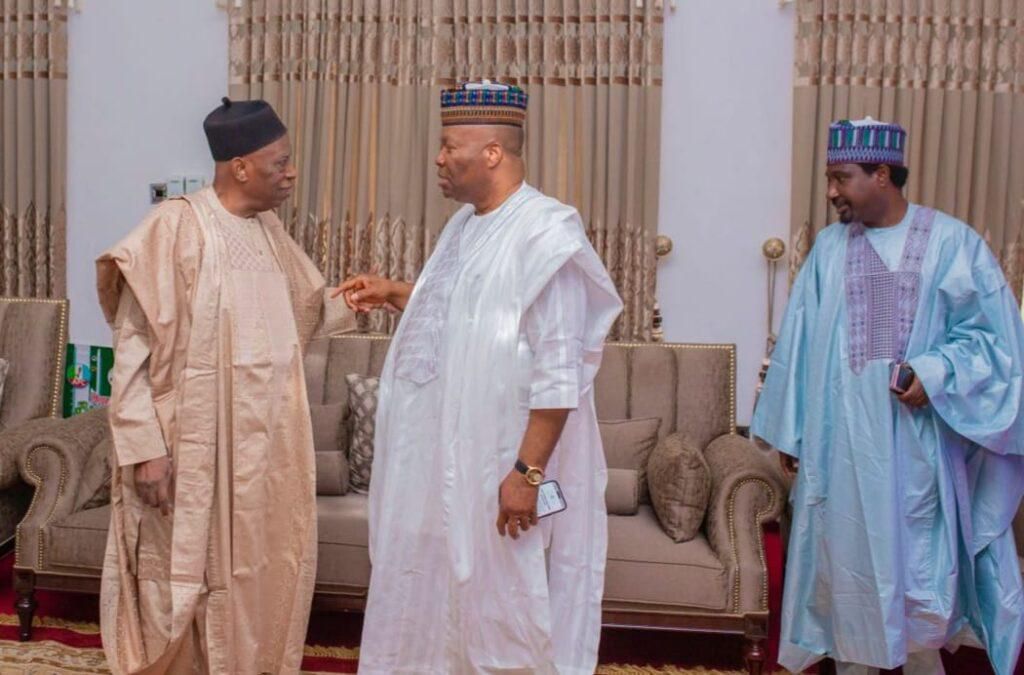 President of the Senate, Godswill Akpabio visits APC National Chairman, Senator Abdullahi Adamu. [Facebook:GodwillObotAkpabio]