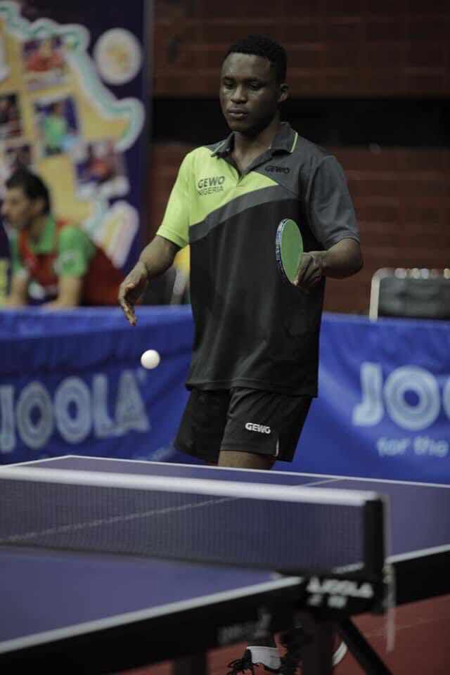 Taiwo Mati in action during ITTF Africa Open
