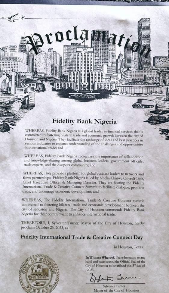 Mayor of Houston proclaims October 25 as FITCC Day