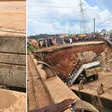 Photo combination of the collapsed bridge on Enugu-Port Harcourt Expressway [Channels TV]