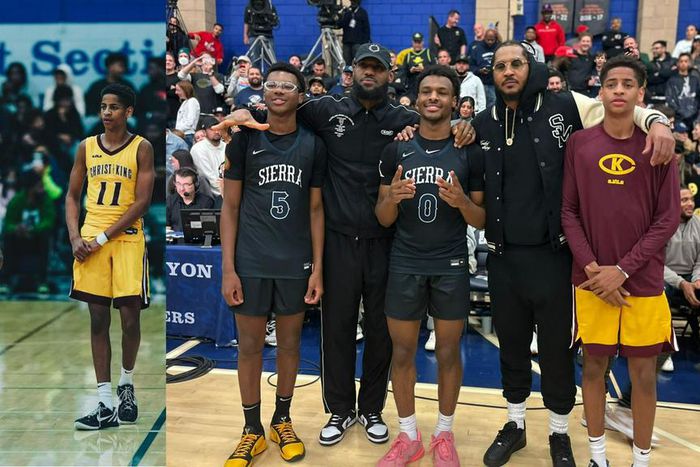 LeBron James and Carmelo Anthony recreate high school rivalry with their children Bronny and Kiyan