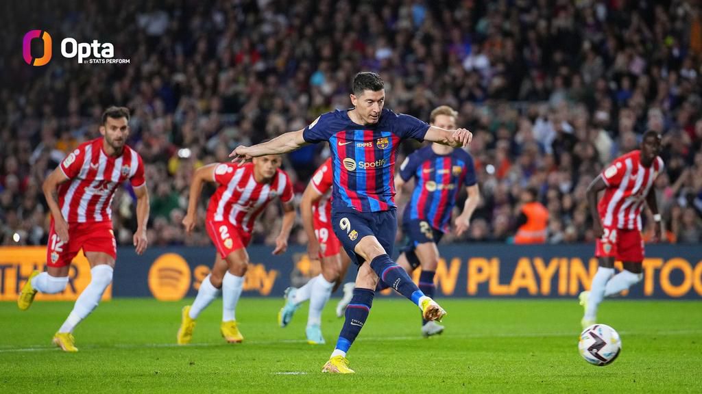 Lewandowski missed from the spot in the first half against Almeria