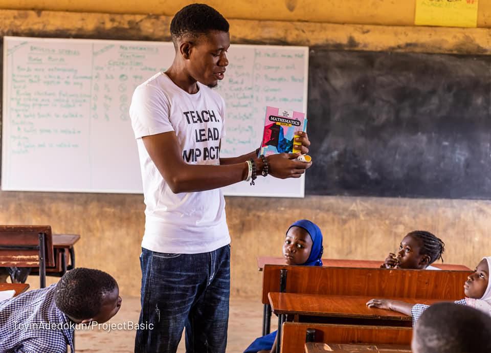 Oladapo Omitogun teaching the pupils of  St. Peters Anglican Primary School, Joga Orile, Ogun State.