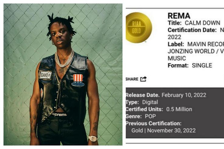 Rema's 'Calm Down' gets RIAA Gold Certification