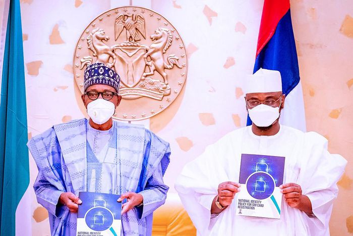 President Muhammadu Buhari (left) with Minister of Communications and Digital Economy, Isa Pantami [Presidency]