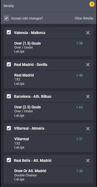 La Liga accumulator on Bet9ja