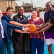 L-R: Consul General of France in Lagos, Laurent Favier; AFD Director for Nigeria, Xavier Muron; NBA Africa VP and Country Head of Nigeria, Gbemisola Abudu; French Ambassador to Nigeria, Emmanuelle Blatmann; 2003 WNBA Champion, Astou Ndiaye and Dream Sp...