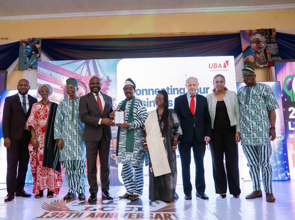 L-R: Head, Corporate & Other Collections, Abubakar Sanni; Honorary Life Vice President, Shade Bembatoum Young; Deputy President, Lagos Chamber of Commerce and Industry(LCCI), Gabriel Idahosa, FCA; Deputy Managing Director, United Bank for Africa, Muyiw...