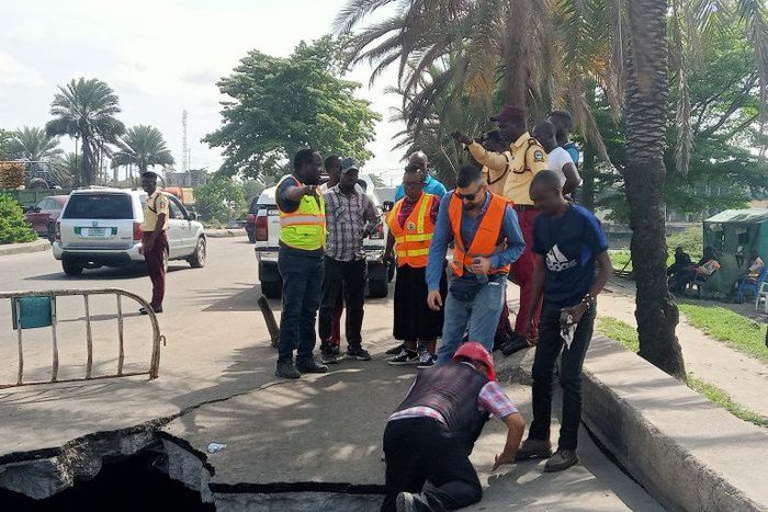 L-R: Mr Dapo Fashanu, a Senior Engineer of the Federal Ministry of Works; Mr Matti Olakunle, Higher Technical Officer, Federal Ministry of Works, Lagos; Mrs Olukorede Keisha, Assistant Director in charge of Federal Highways in Lagos, and Mr Daud Shikha...