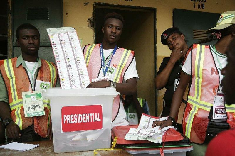 Vote counting during the 2019 presidential election in Nigeria.