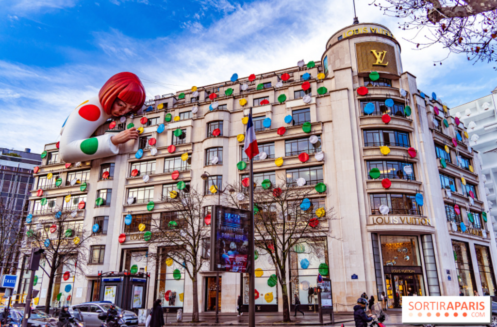 Yayoi Kusama's gigantic art impression on the famed Louis Vuitton building [Sortiraparis]