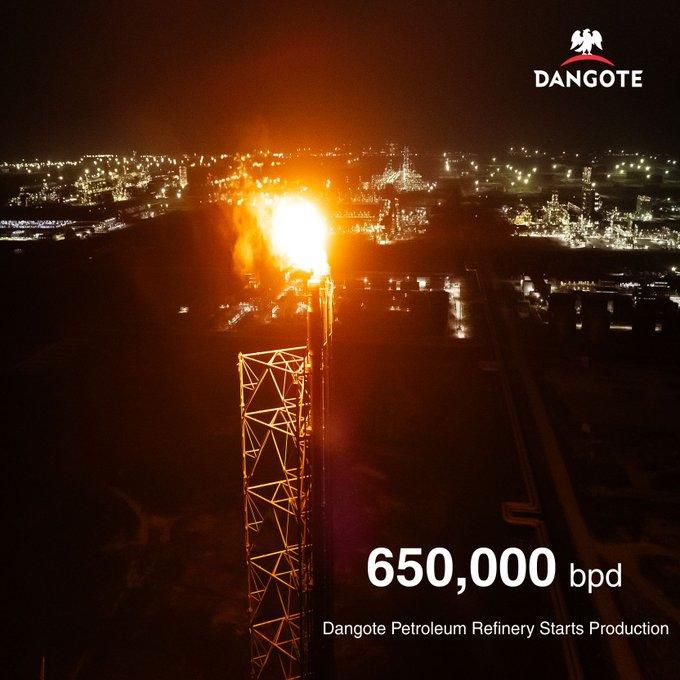 Dangote Refinery finally commences production [Twitter:@DangoteGroup]