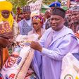 Governor Ahmadu Fintiri of Adamawa State sharing palliative to the people of the state. [Daily Trust]