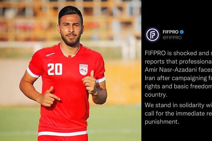 FIFPRO issues statement following reports that Iranian footballer faces execution amid protests in Iran