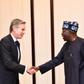 The US Secretary of State, Antony Blinken (left), shakes hands with President Bola Tinubu of Nigeria (right) [Presidency]