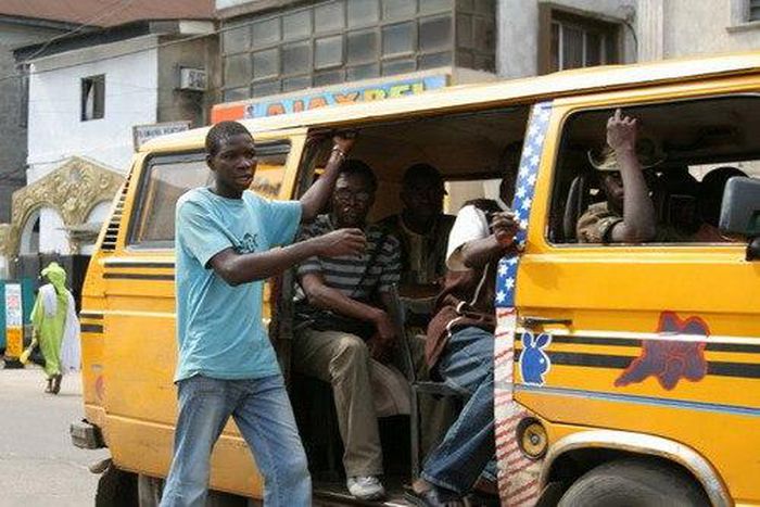 Lagos bus conductor.