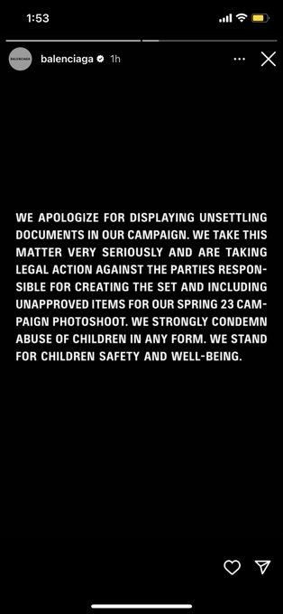 Balenciaga's apology [Twitter]