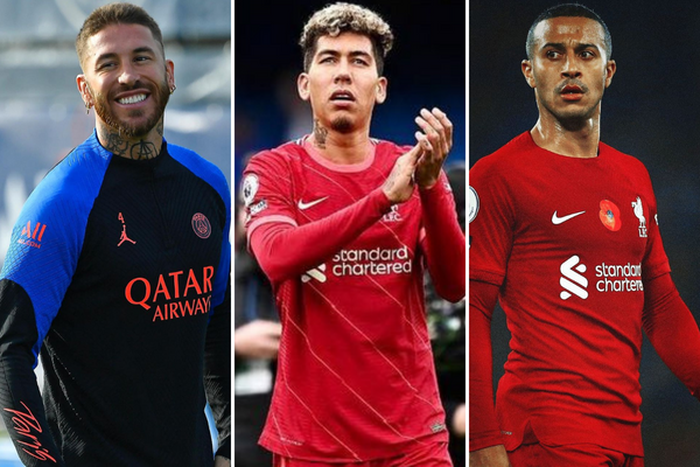 From left: Sergio Ramos, Roberto Firmino and Thiago Alcantara