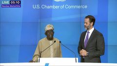 President Bola Tinubu rings the closing bell at NASDAQ in New York. [X:@NasdaqExchange]