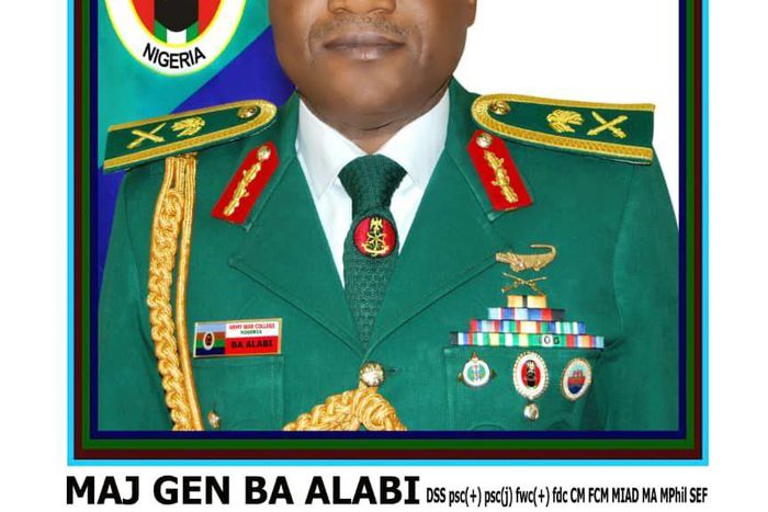 Maj-Gen. Alabi, the 41st GOC 1 Division, Nigerian Army, Kaduna state (Credit: Army War College Nigeria - Nigerian Army)