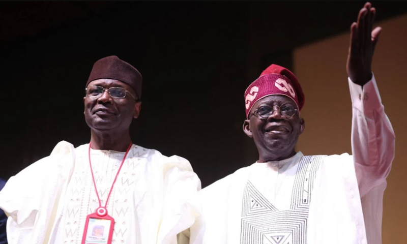 INEC chairman, Prof. Mahmood Yakubu and president-elect, Bola Tinubu [Kola Sulaimon/AFP]