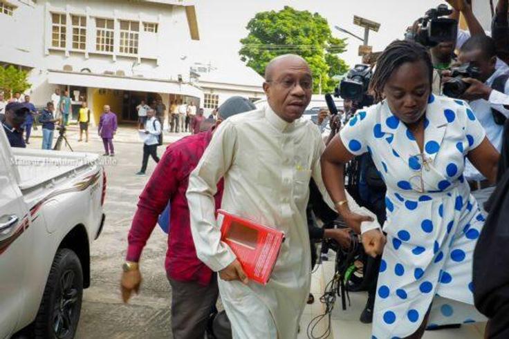 Godwin Emefiele during his first court appearance on July 25, 2023 [TheCable]