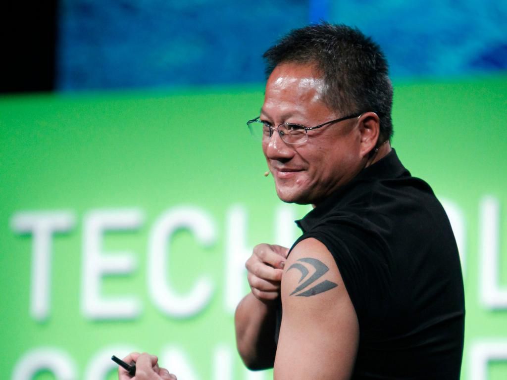 Nvidia founder, president and CEO Jensen Huang displays his tattoo in September 2010.Robert Galbraith/Reuters