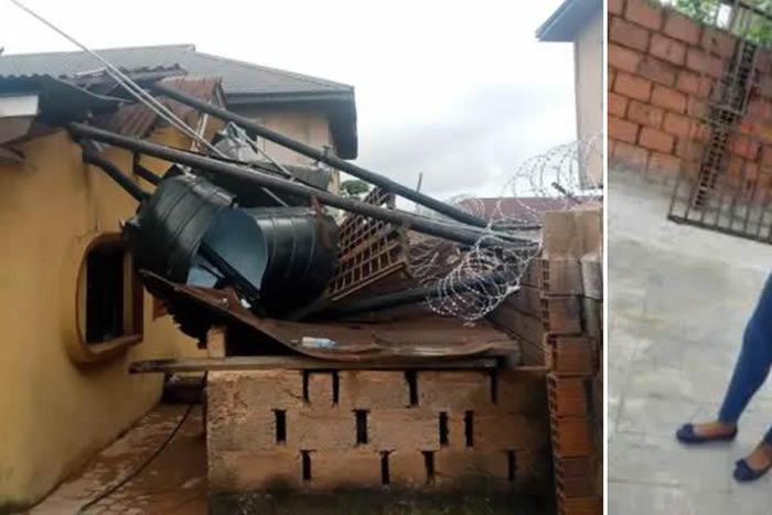 Collapsed overhead water tank kills lady in Benin.