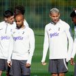 Tottenham Hotspur Training and press conference, Tuesday October 11th, Tottenham Hotspur s Clement Lenglet, Lucas Moura, Richarlison and Emerson Royal during a training session at the Tottenham Hotspur