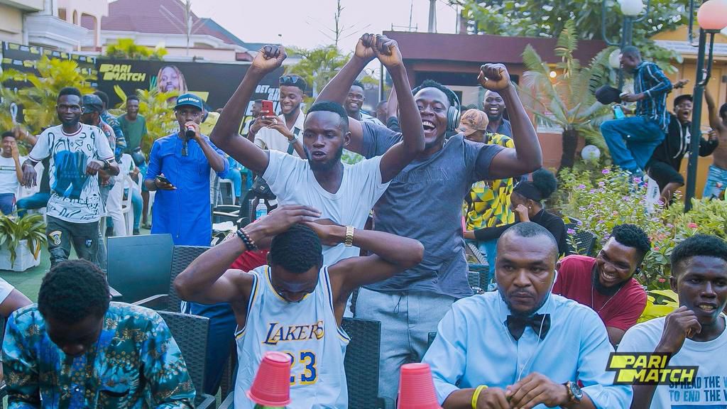 A section of the fans celebrates one of the goals in the final.
