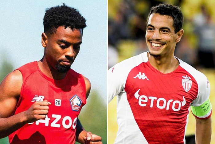 Angel Gomes of Lille OSC (L) and Wissam Ben Yedder of AS Monaco (R)
