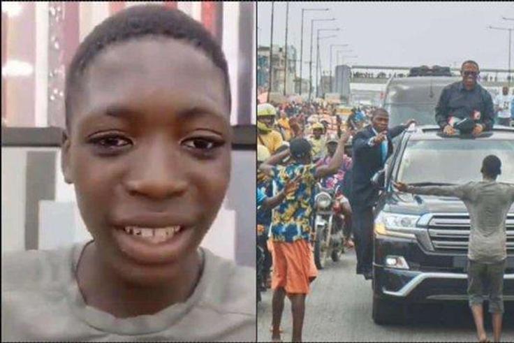 Boy who stood in front of Obi's convoy at Lagos rally explains action. [@GistReel]
