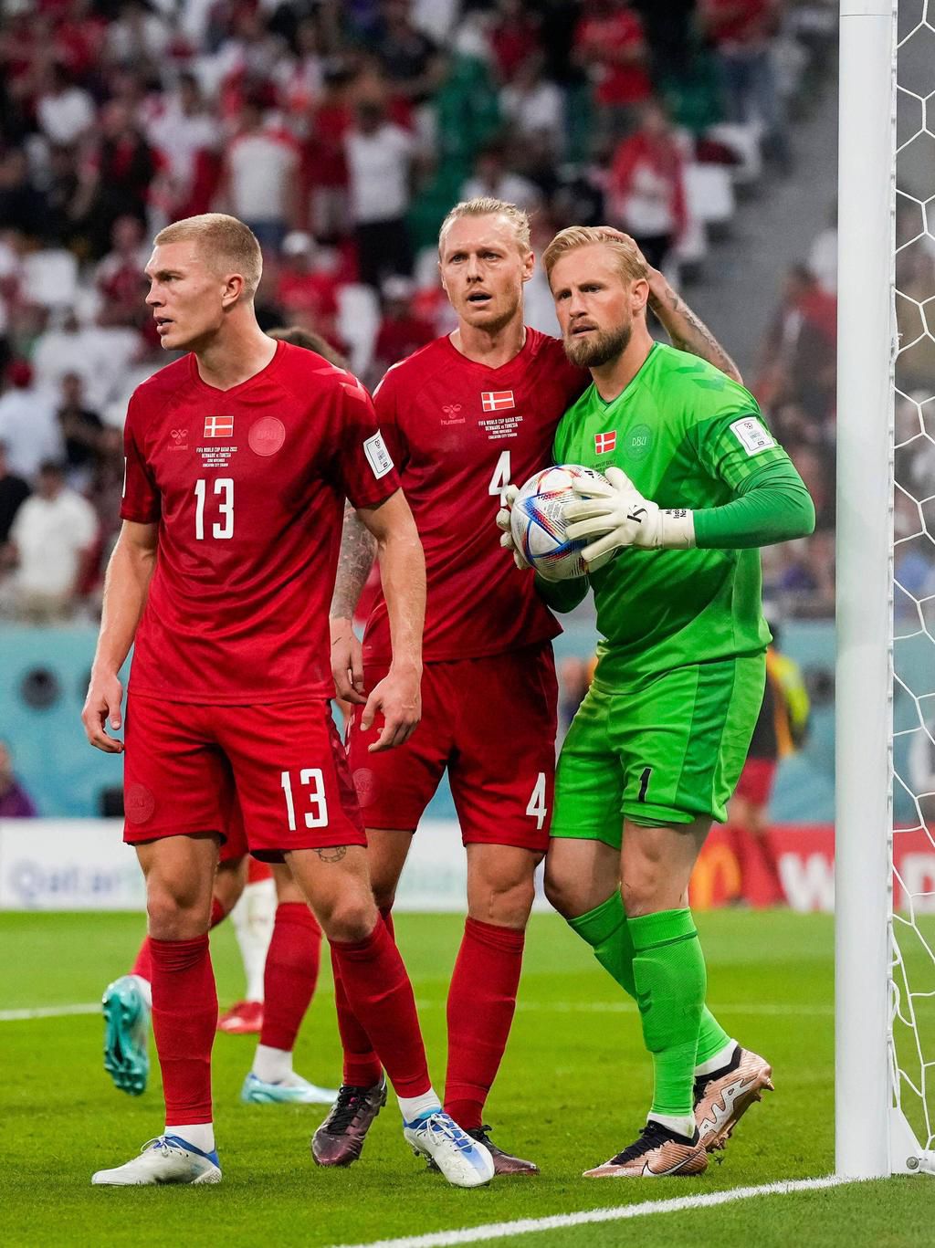 Kasper Schmeichel denied Tunisia in the first half.