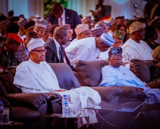 President Muhammadu Buhari conferred National Honours on President-Elect Asiwaju Bola Tinubu and VP-Elect, Sen. Kashim Shettima on Thursday, May 25, 2023. [Presidency]