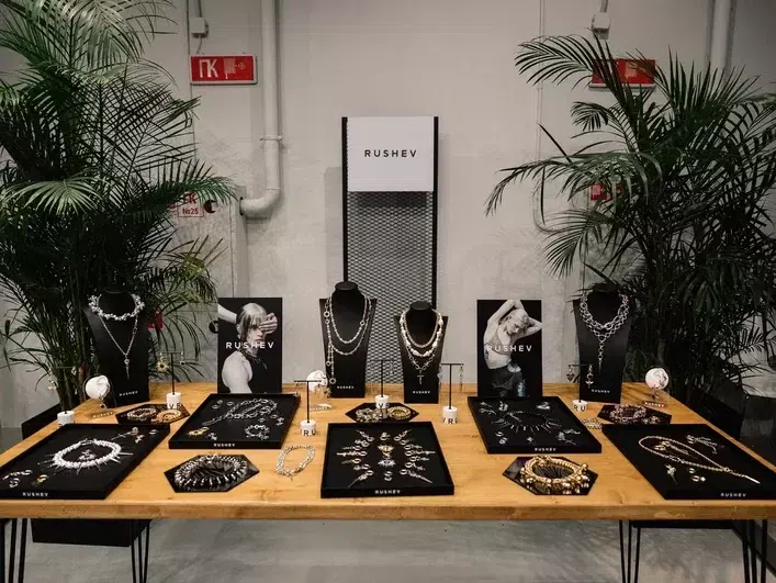 Delicately placed accessories at the showroom