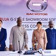 From L – R: SAM CHU GM GAC Moto Africa & Asia  IBRAHIM MUSA GUSAU President Nigerian Football Federation CHIEF DIANA CHEN Chairman CIG Motors CHINEDU ONUIGBO Artist JUBRIL AROGUNDADE GM Commercial Group Communications Manager CIG Motors.