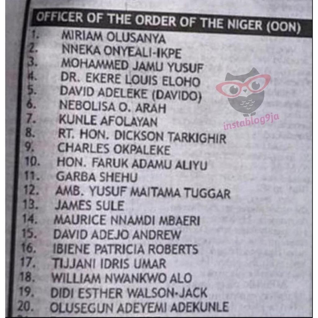 Buhari confers Davido with OON