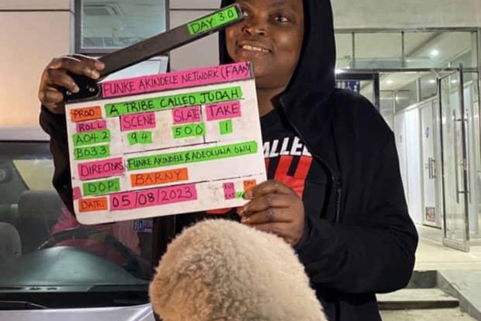 Funke Akindele on set for the production of A Tribe Called Judah [Twitter/Shockng]