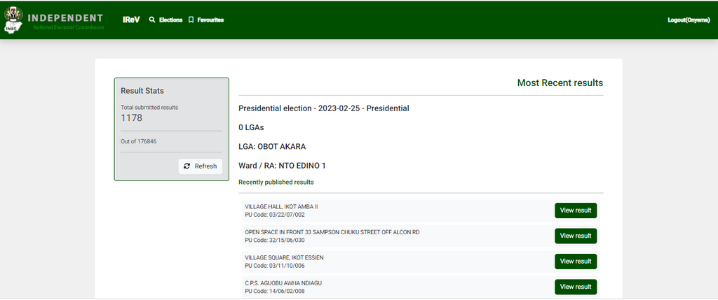 IReV: INEC starts uploading results on its portal