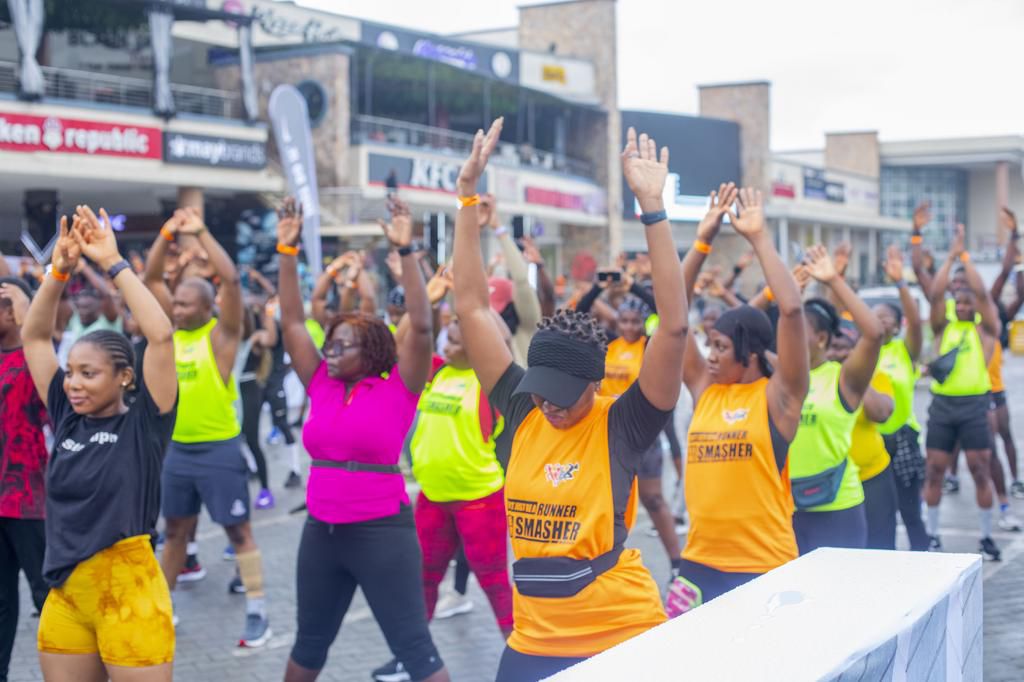Participants warming up at Nike's 1st anniversary in Nigeria
