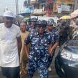CP Idowu Owohunwa of Lagos police command and President General of Ladipo International Market Mushin- Mr Jude Nwankwo on Wednesday during the CP’s visit to the market.